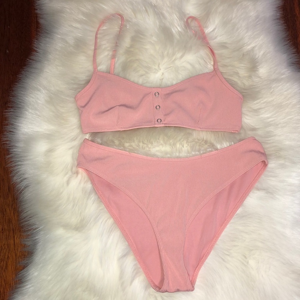 SOLD Forever 21 Pink Ribbed Swim Set